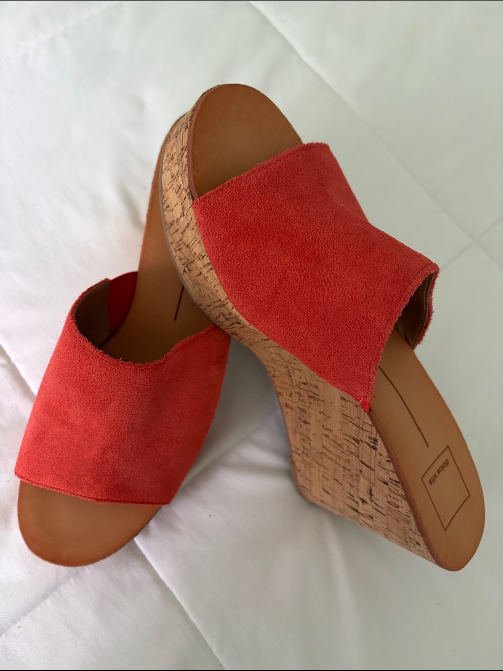 Dolce Vita Red Suede Cork Wedge Sandals